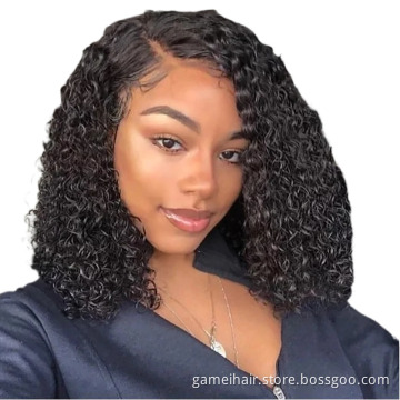 Cheap Afro Kinky Curly Raw Indian Virgin Human Hair Hd Full Lace Frontal Bob Wigs Vendor Human Hair 360 Lace Front Bob Wig